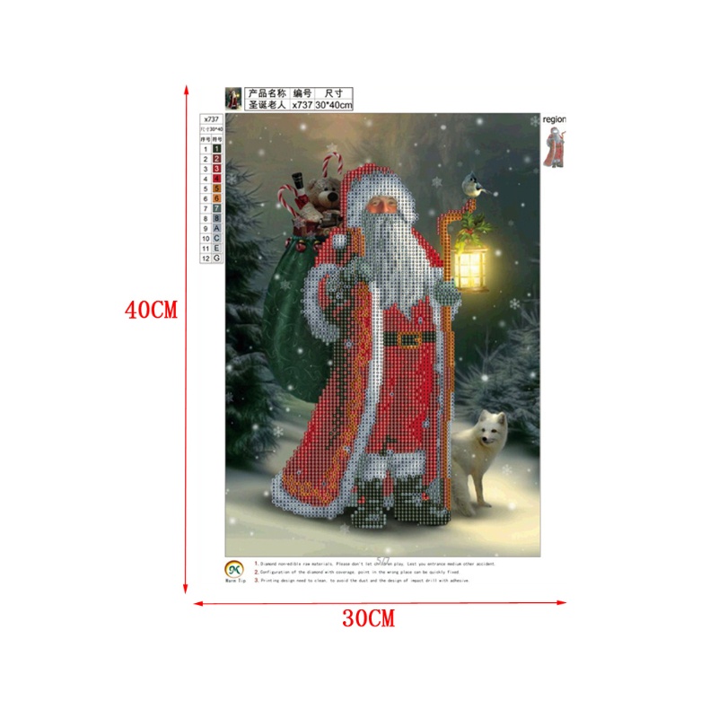 Lukisan Sulaman Berlian 5D Jahitan Bersilang Desain Santa Claus Model DIY