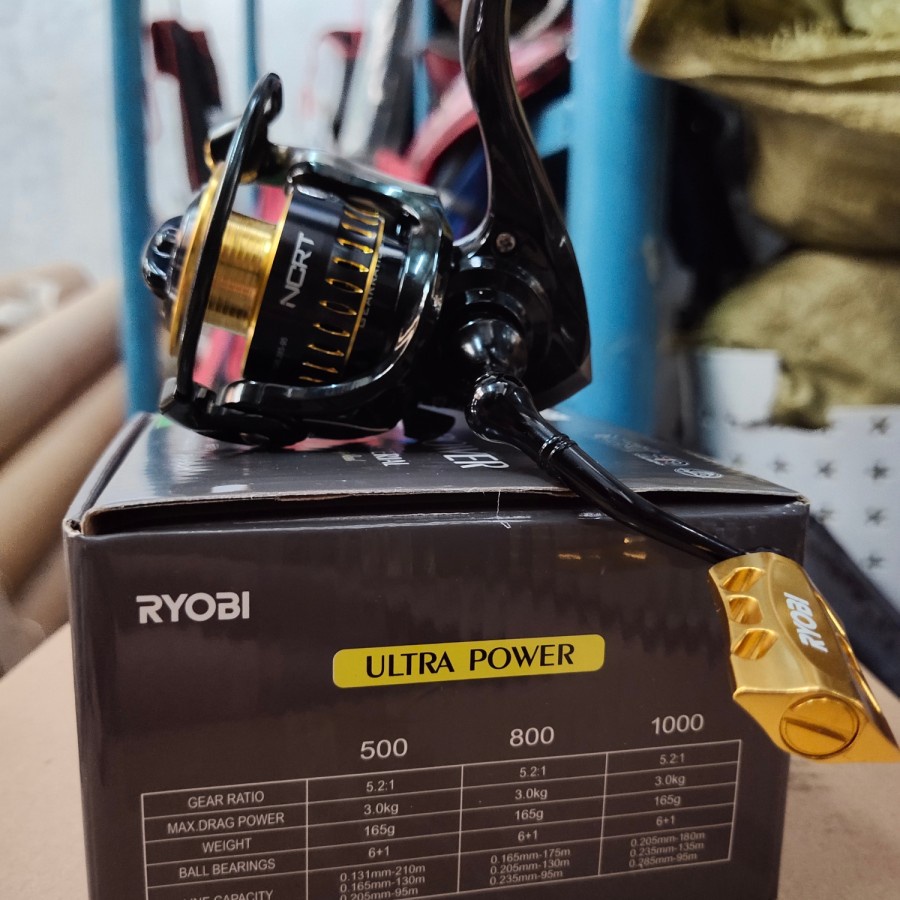 reel ryobi ultra power 1000 type handel knob gold metal power handle - 1000 knob gold
