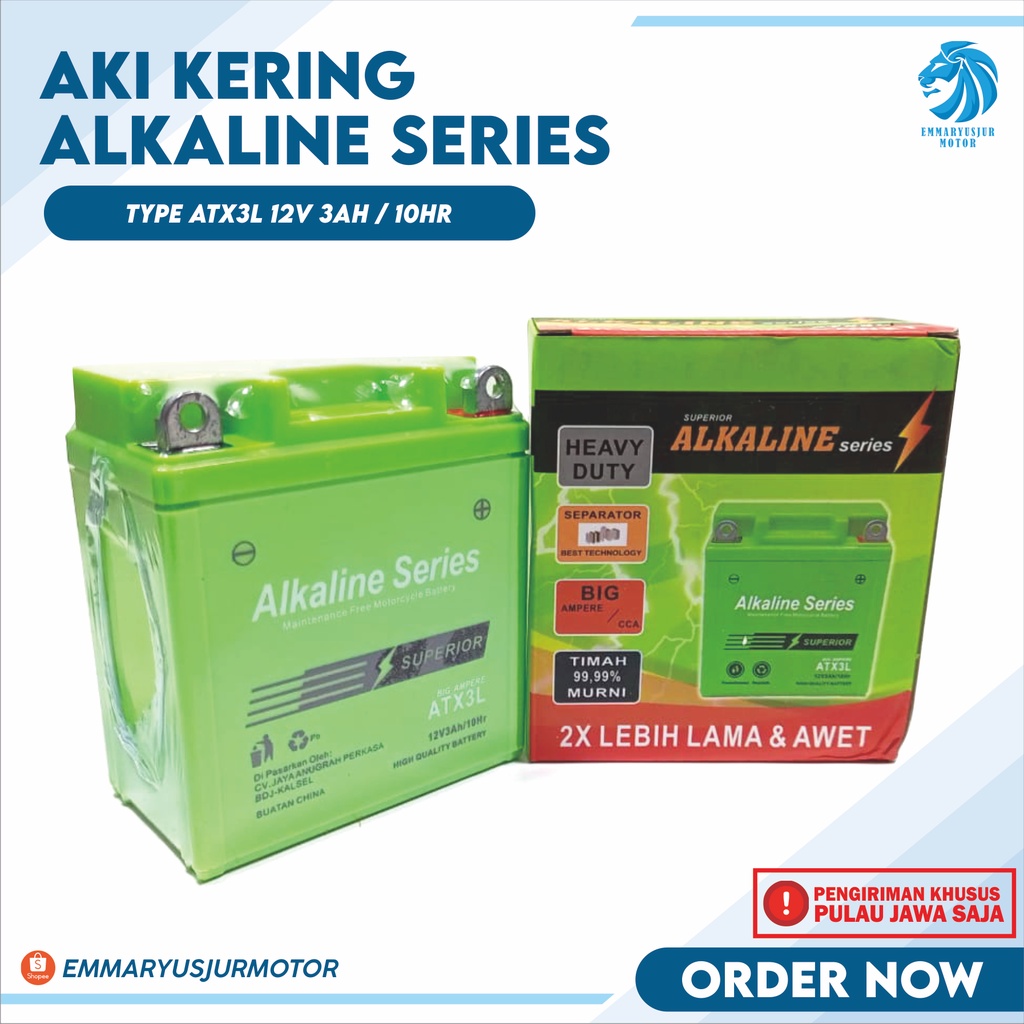 AKI KERING RX KING NINJA ATX3L ALKALINE SERIES 12V 3AH 10 HR AKI MOTOR RX KING NINJA MERK ALKALINE
