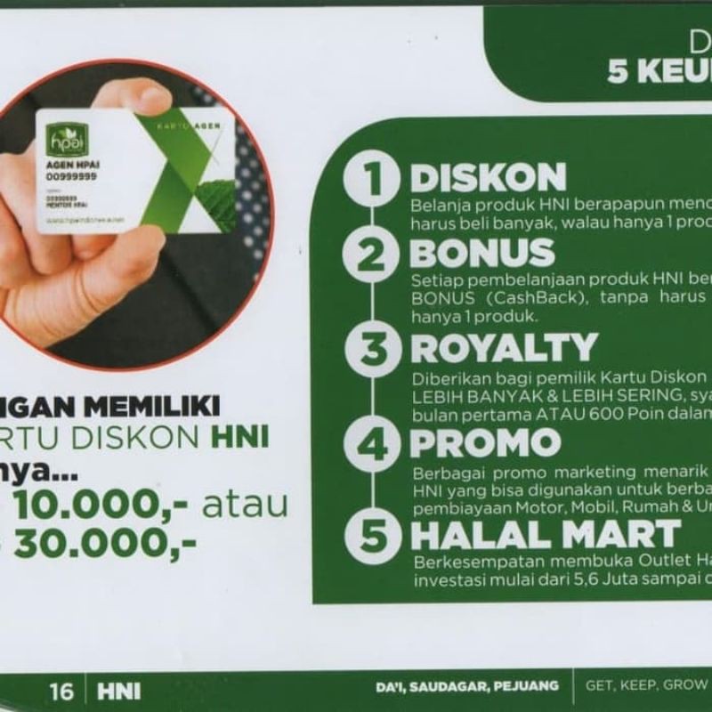 

Kartu Diskon HNI JOIN Keagenan sekali seumur hidup
