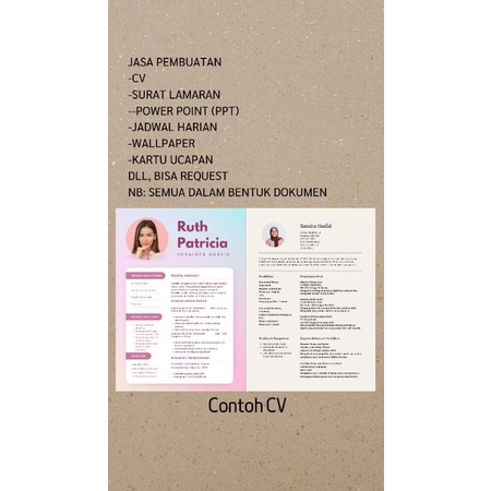 JASA PEMBUATAN CV, PORTOFOLIO, SURAT LAMARAN, KARTU UCAPAN, WALLPAPER DLL