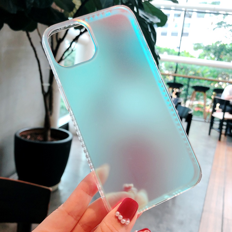 Casing Gradasi iPhone 14 Pro Max 13 Pro Max1211 Pro X XS XR Max7 8 Plus Plating Transparan Hard Shell Kedip Moire Phone Back Cover