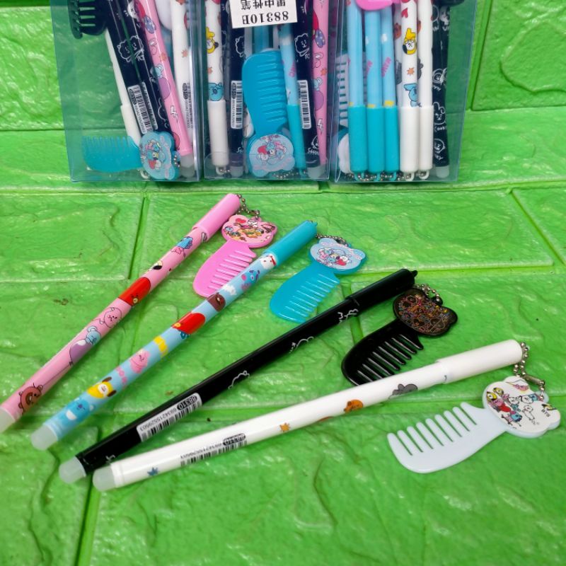 PEN GEL SISIR FANCY MOTIF ANIMASI BTS PENA JEL ANIMASI BT21 PULPEN GEL GROSIR