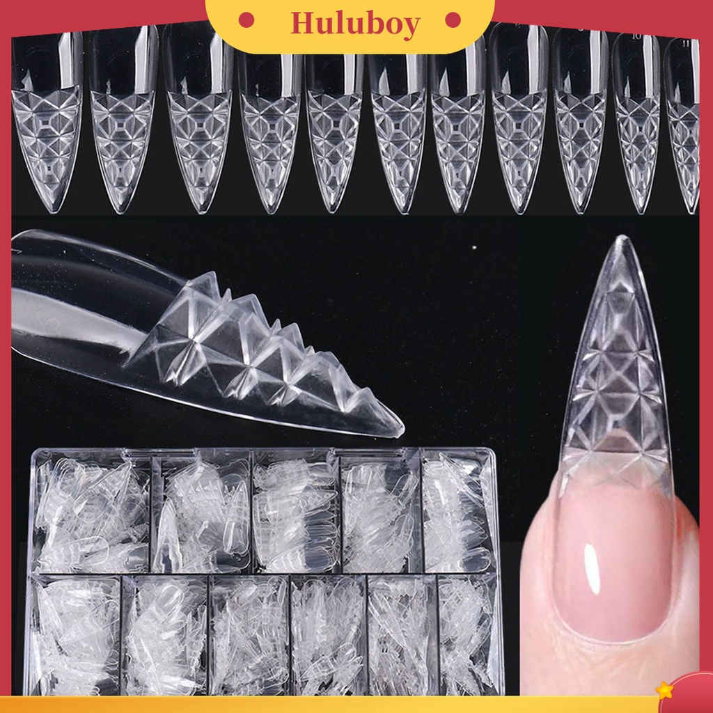 Huluboy Huluboy♡ 500pcs / Box Kuku Palsu Full Cover Transparan Untuk Manicure