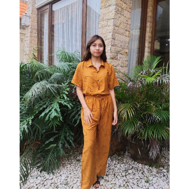 ONE SET SETCEL Tie Dye - Setelan TIE DYE WANITA PRIA GROSIR MURAH - ONESET TIE DYE BALI-KuningWM