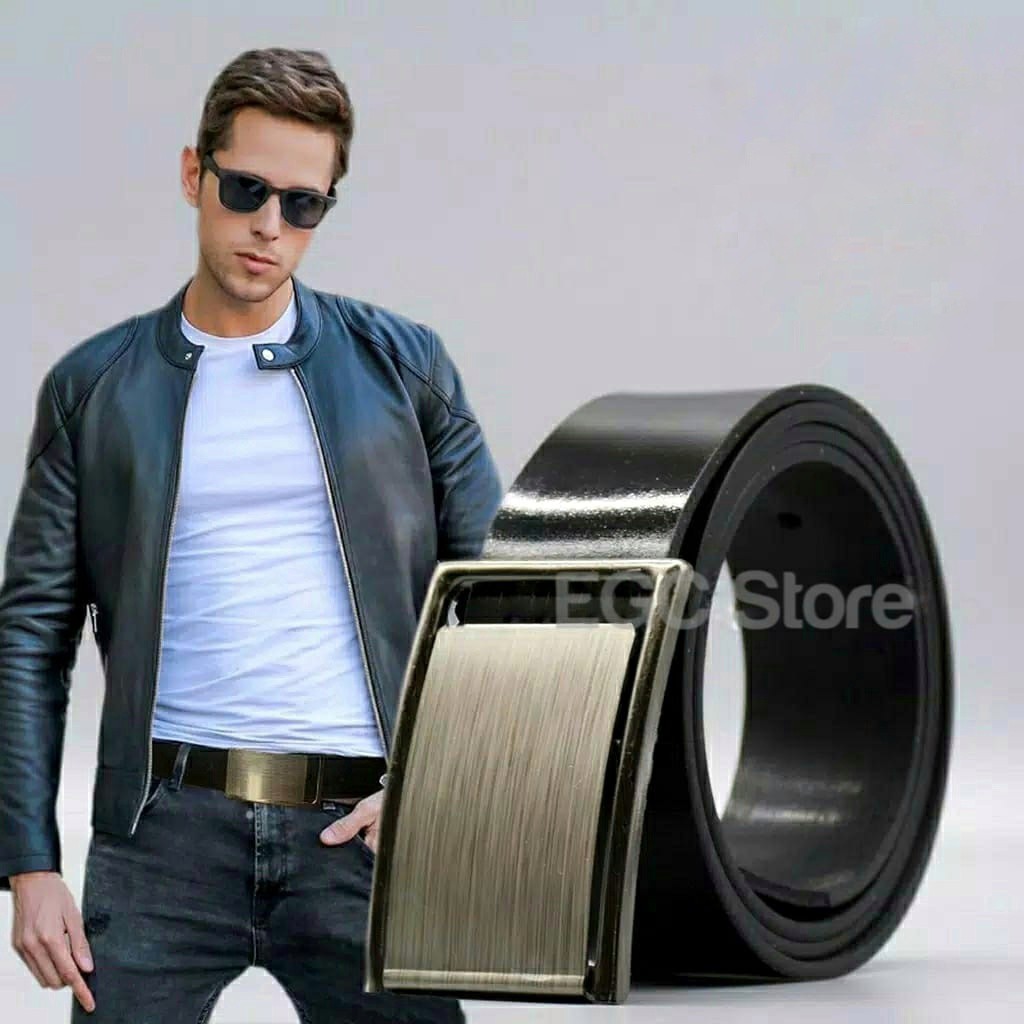 IKAT PINGGANG PRIA SILET HITAM POLOS STAINLEES BERKUALITAS BDT+FIBER JAVARINO