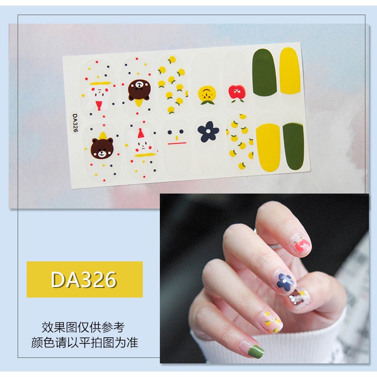 Stiker Kuku 3D Waterprool / Nail Art/ Nail Stiker Kuku /Nail Wrap Isi 14pcs Tmall88