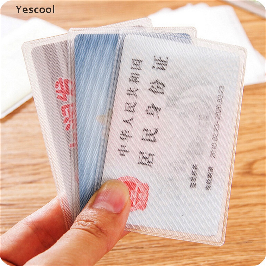 Yescool 10PCS Cover Pelindung Kartu Kreditidentitasbisnis Bahan PVC Frosted Bening