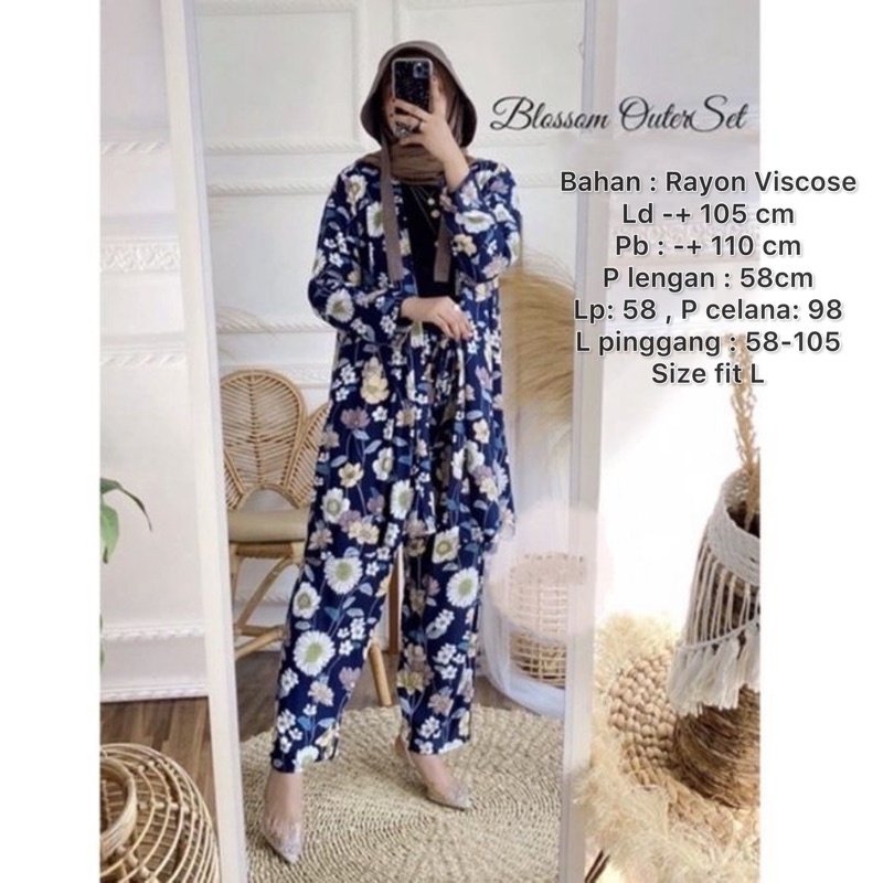 ONE SET RAYON PREMIUM / SETELAN RAYON DAILY ONE SET BAJU SETELAN WANITA-BLOSSOM SET OUTER