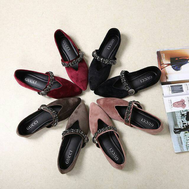 Restok Sepatu Flat Shoes Gucci* B558-205 wanita branded batam fashion import
