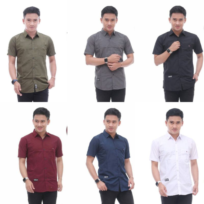 Kemeja Polos Pria Lengan Pendek M L XL XXL XXXL