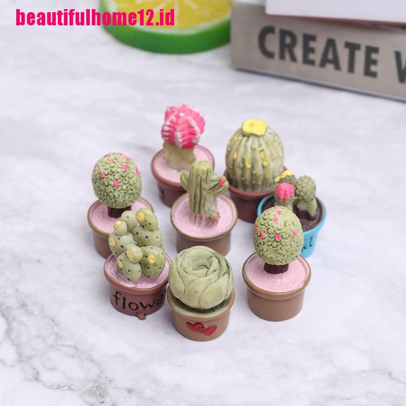 【beautifulhome12.id】5Pcs Miniature Succulent Plant In Pot For Dollhouse Furniture Decoration Home