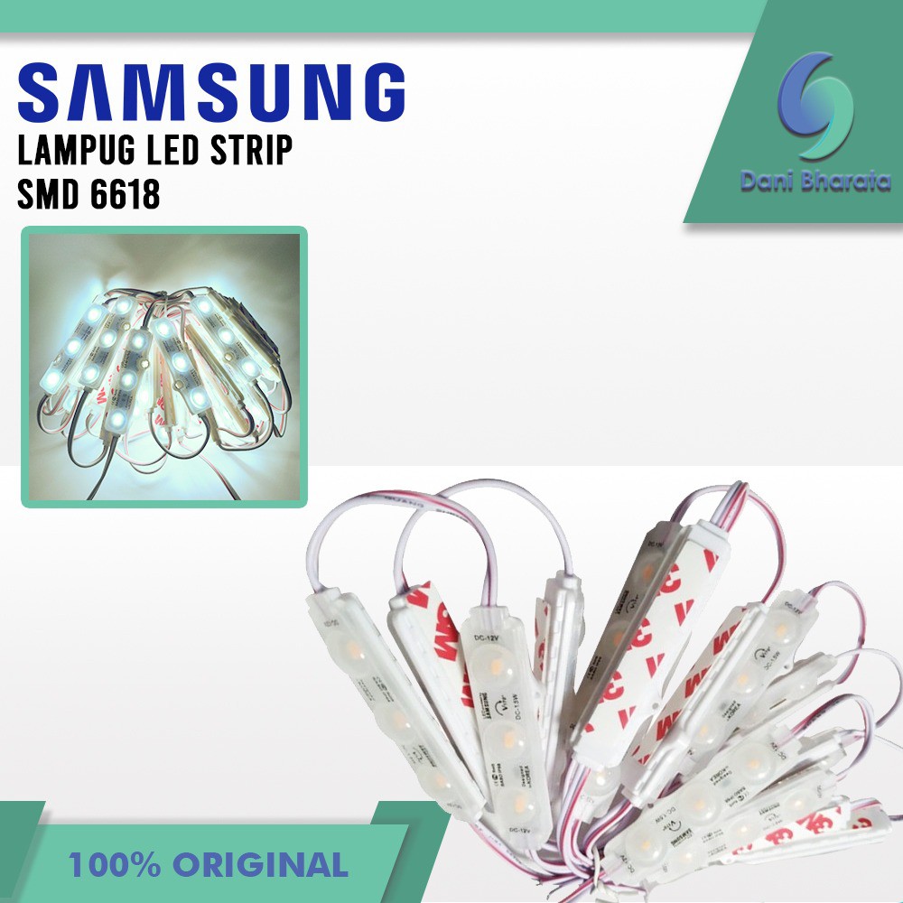 SAMSUNG Lampu LED Modul 6618 SMD 12v DC 3 Mata LED Modul Strip 3 Mata 1.5 Watt 12 Volt - PUTIH