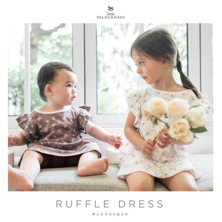 PROMO 7.7 PROMO BAJU LEBARAN LITTLE PALMERHAUS DRESS RUFFLE SLEEVE DRESS ANAK PEREMPUAN FASHION ANAK PEREMPUAN DRESS