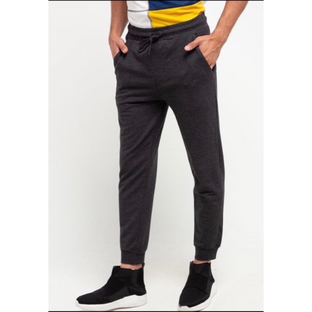 Celana Jogger Hush Puppies SlimFit Cotton Dark Grey Original Sweatpant