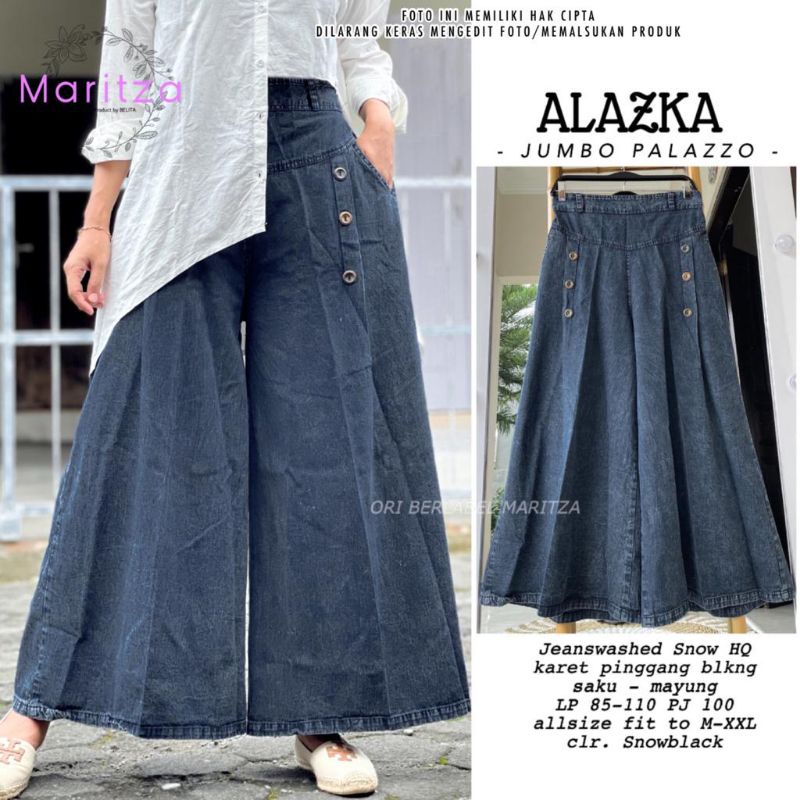 ALAZKA JUMBO PALAZZO BY MARITZA / CELANA KULOT JEANS WANITA MUSLIMAH / Celana jeans premium