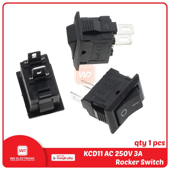 ROCKER SWITCH KCD11 15x10MM 3A 250V 2P SAKLAR ON OFF