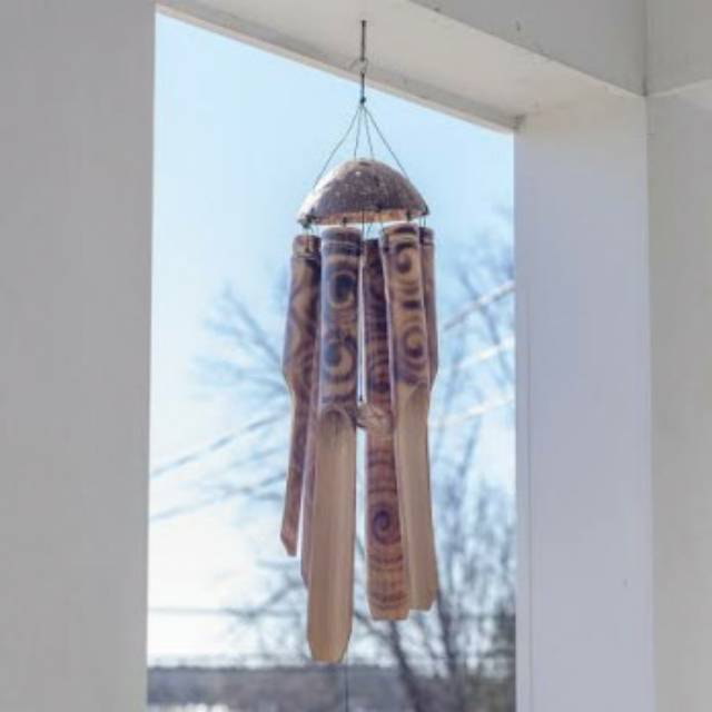 Lonceng bambu bali ukir