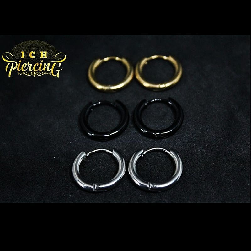 IP-U Anting HOOP baja Titanium 3 warna / anting pria wanita