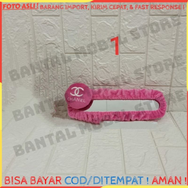 Sarung cover bando kaca spion tengah mobil chanel channel PINK PUTIH