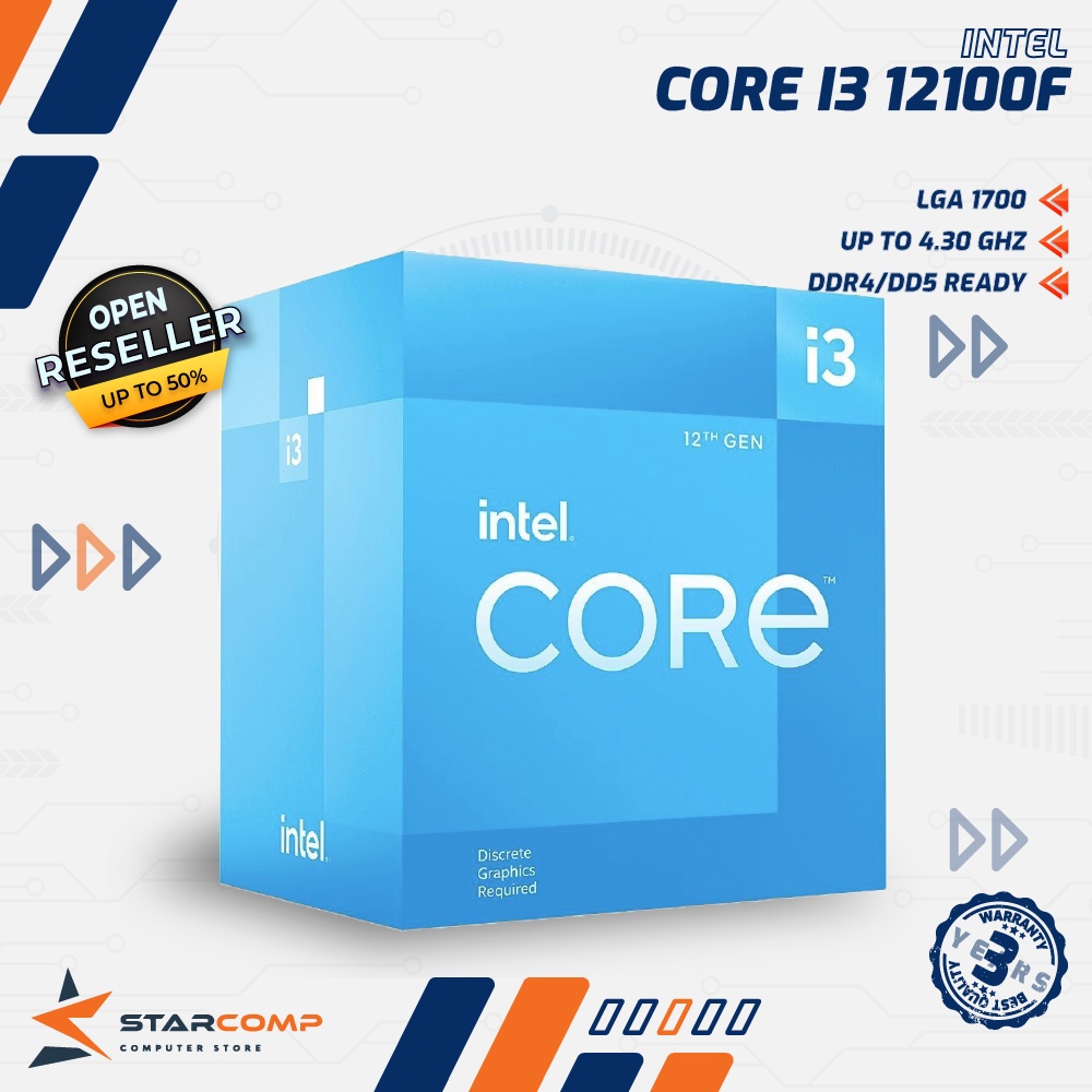 Intel Core i3 12100F 4 Core 8 Thread LGA1700 AlderLake Processor 12100 F