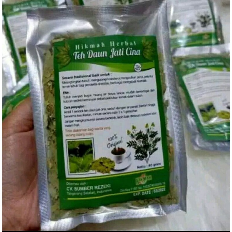 Teh Daun Jati Cina 40gr - Teh Daun Jati Cina Hikmah Herbal - Teh Diet - Teh Pelangsing 40gr