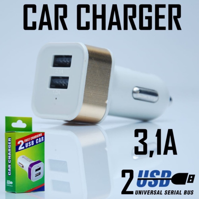 Batok Charger Mobil Saver Dual Output 2 USB Car Adapter Charger Cas Casan