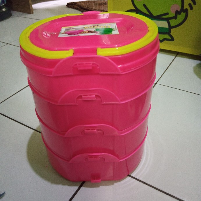 Rantang Susun Plastik Bunny Susun 2, 3, Dan 4 Rantang Makanan