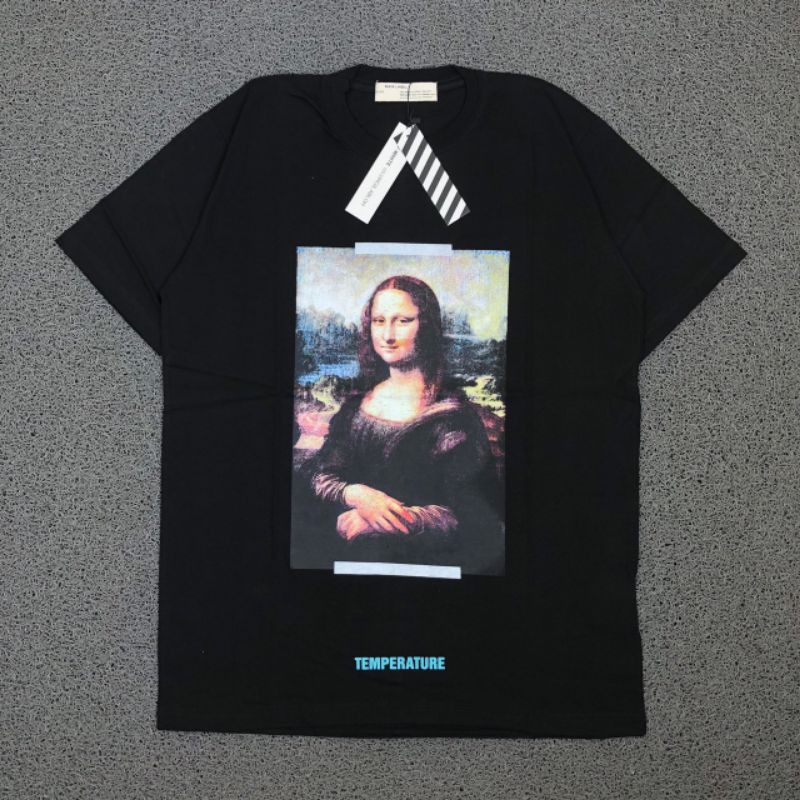 TSHIRT KAOS BAJU OFF WHITE MONALISA SLIM ARROW BLACK LIKE ORI
