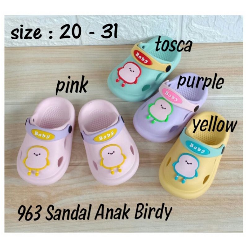 963 Sandal Kodok Anak Gambar Kartun Uk.20-25 Sendal Crocs Balita Sol Lembut Bahan Eva Anti Slip