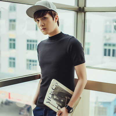 Kaos TURTLENECK LENGAN PENDEK turtle neck pria baju style Korea