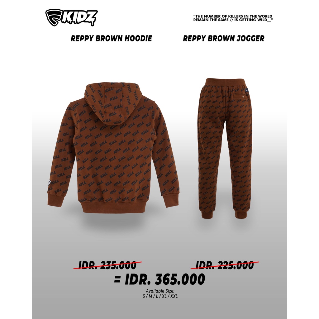 PAKAIAN SETELAN 1 SET ANAK ANAK HOODIE + JOGGER FRIDAY KILLER | REPPY BROWN HOODIE + JOGGER SET