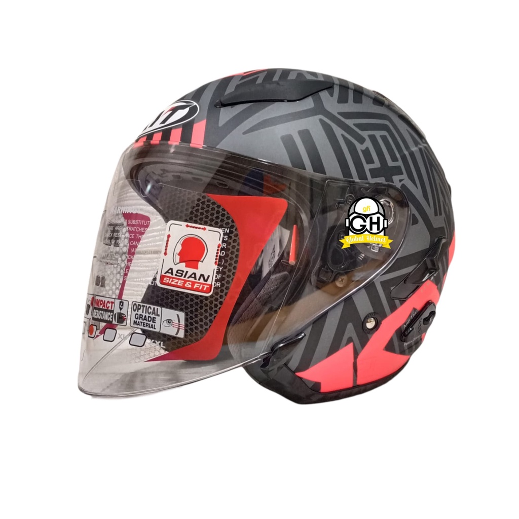 HELM GALAXY FLAT R NEON MATT GORILLA FUXIA DOUBLE VISOR HALF FACE