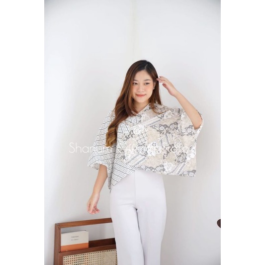 CROP TOP ETNIK BATIK SHANUM MODEL OVER SIZE ATASAN TENUN BLOUSE BATIK SOFT