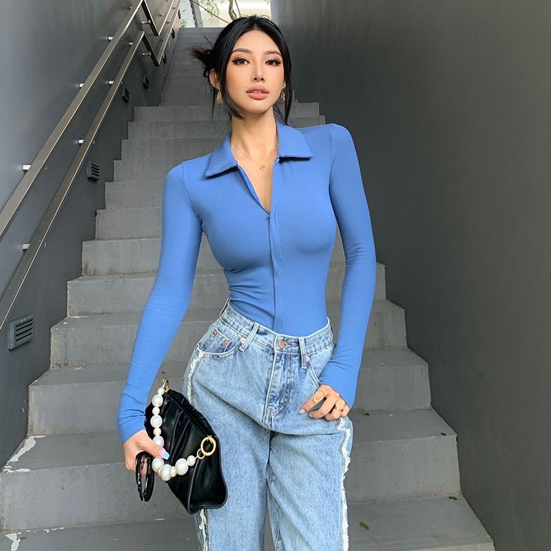 Soho Musim Gugur dan Musim Dingin Baru Eropa dan Amerika Seksi One-Piece Top Wanita Turtleneck T-shirt Slim Fit Ritsleting Lengan Panjang Soho Musim Gugur dan Musim Dingin Baru Eropa dan Amerika Seksi One-Piece Top Wanita Turtleneck T-shirt Slim Fit Ritsl