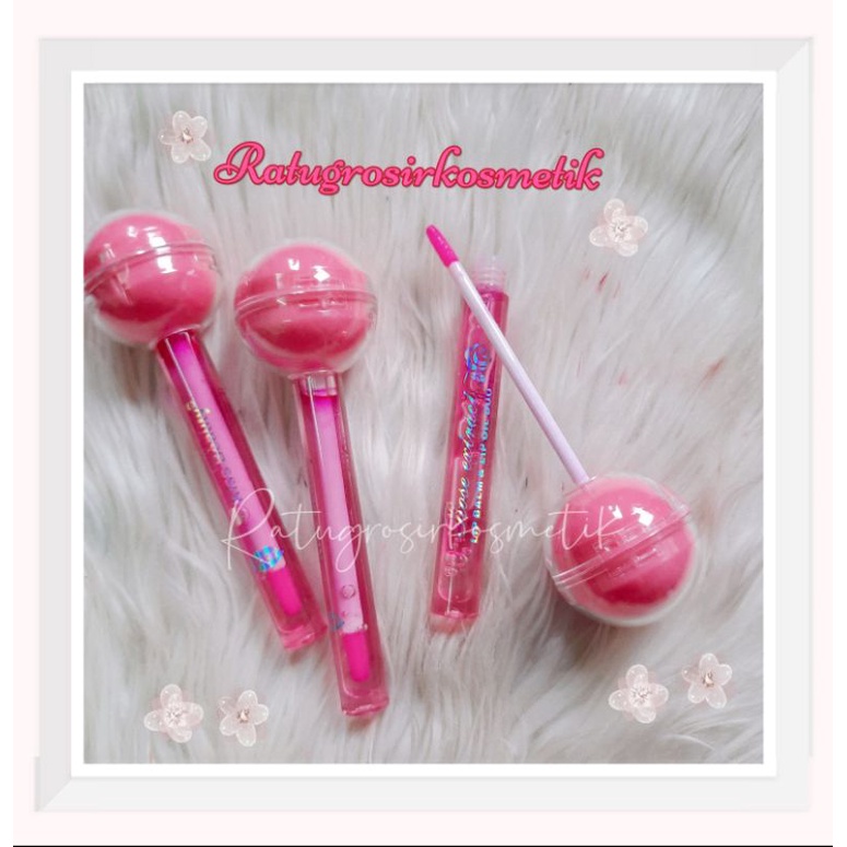 PROMO ECER!!!LIP BALM+LIP OIL DUO ROSE EXTRACT BENTUK LOLIPOP KISS BEAUTY NO.70194