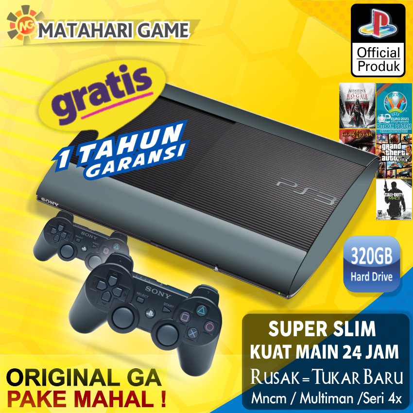 PS3 Asli Sony Super Slim CFW 320GB Free 40 Game -Garansi 1 Tahun