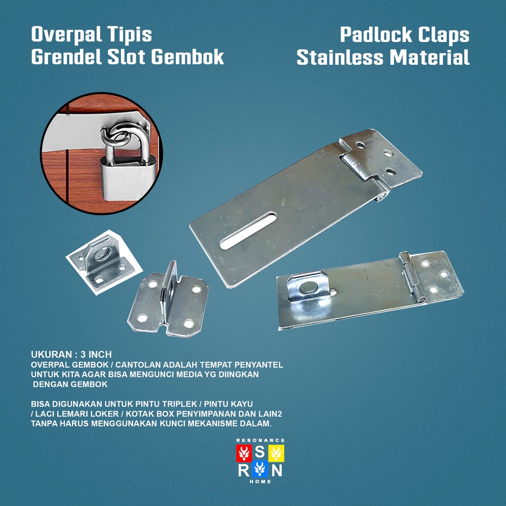 Overpal Plat 3&quot; / Slot Gembok Plat Resonance Home