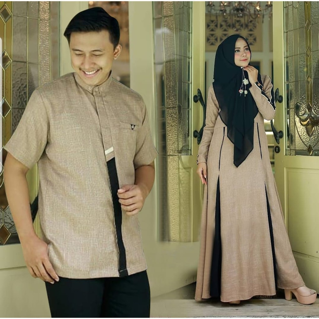 Zoya Couple® Gamis Busui Couple ®Dress Couple Keluarga ® Baju Pasangan Cople Kaple Kapel S L XL