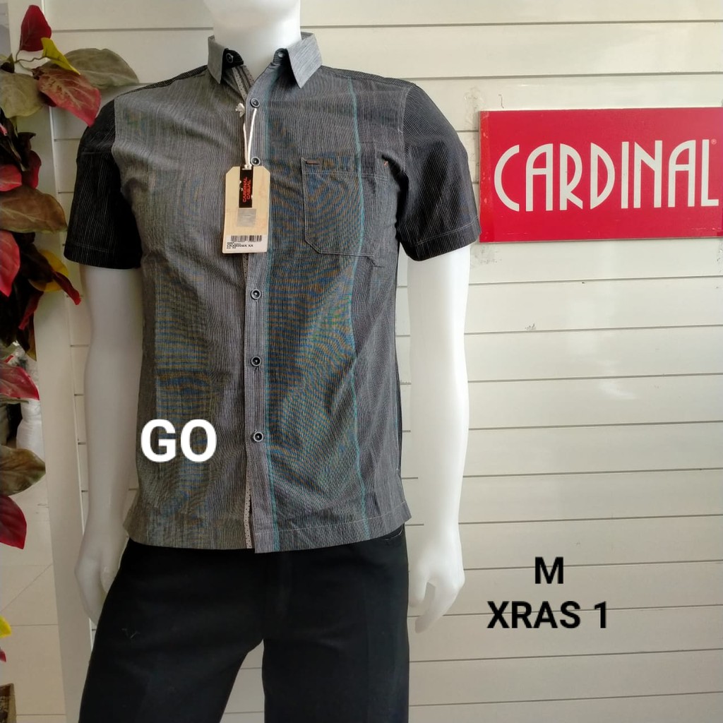 gof M CARDINAL KEMEJA CASUAL Pakaian Atasan Pria Kemeja Reguler Hem Casual Santai Lengan Pendek