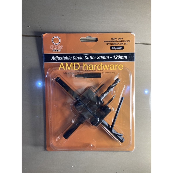 MATA BOR JANGKA KAYU GYPSUM ADJUSTABLE CIRCLE CUTTER BESI HSS 30-120mm Ikura Holesaw