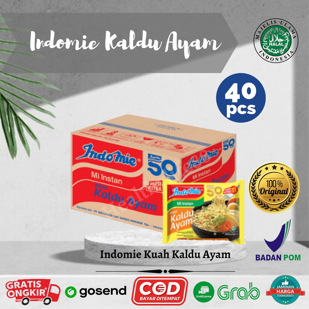 

Mie Indomie Kuah Rasa Kaldu Ayam 1 Dus / Kardus / Karton Isi 40 Pcs Murah Instan dan Halal By Healthylife88