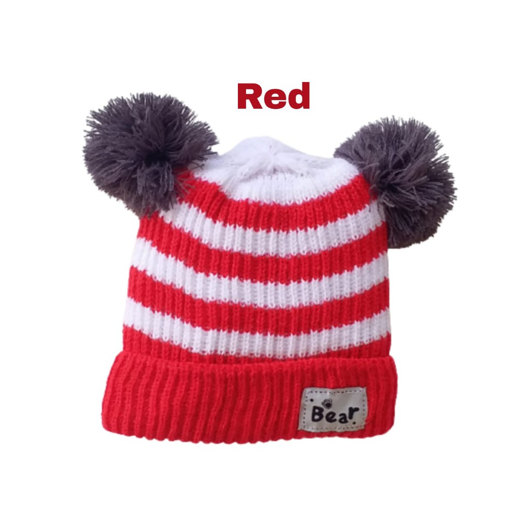 Plazababyku KUPLUK SALUR BEAR (O) Topi Anak Lucu Model kupluk Usia 0 Sampai 3 Tahun Kualitas Terbaik