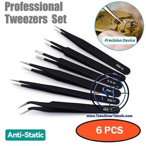 Pinset 6 Fungsi Serbaguna Stainless Steel Anti-static Tweezers Tools