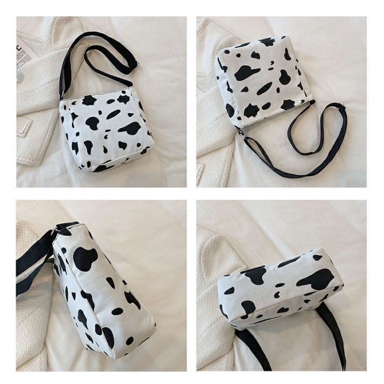 dem_sare / DS156 AMICOW Tas Selempang Wanita Tas Selempang Kanvas Mini Motif Cow Sling Bag Tas Selempang Mini