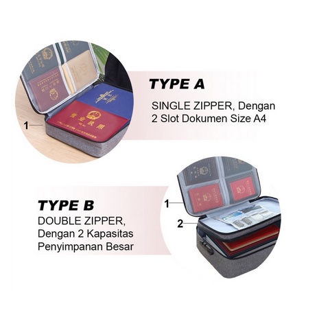 Tas Penyimpanan Dokumen Serbaguna 2 Tipe dengan Kunci - TD001