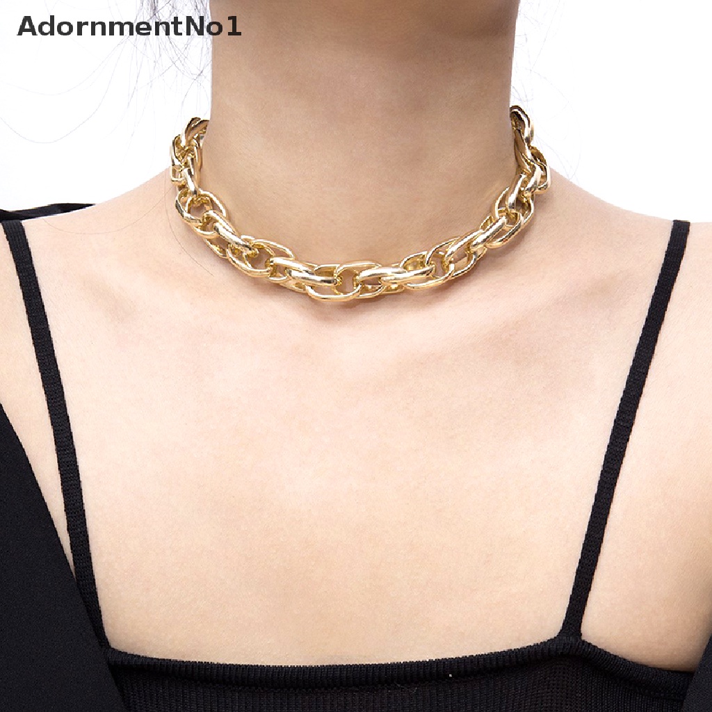 (AdornmentNo1) Kalung Choker Rantai Tebal Bahan Metal Gaya Punk Untuk Wanita