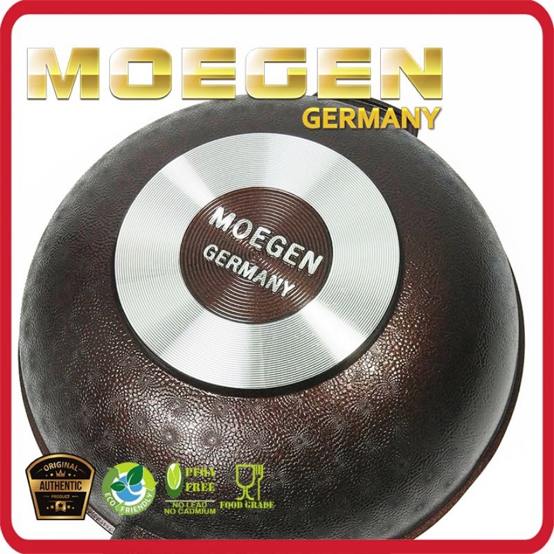 Panci Wajan NEW MOEGEN GERMANY Wok Pan 30cm FREE TUTUP KACA ANTI LENGKET wajan jumbo