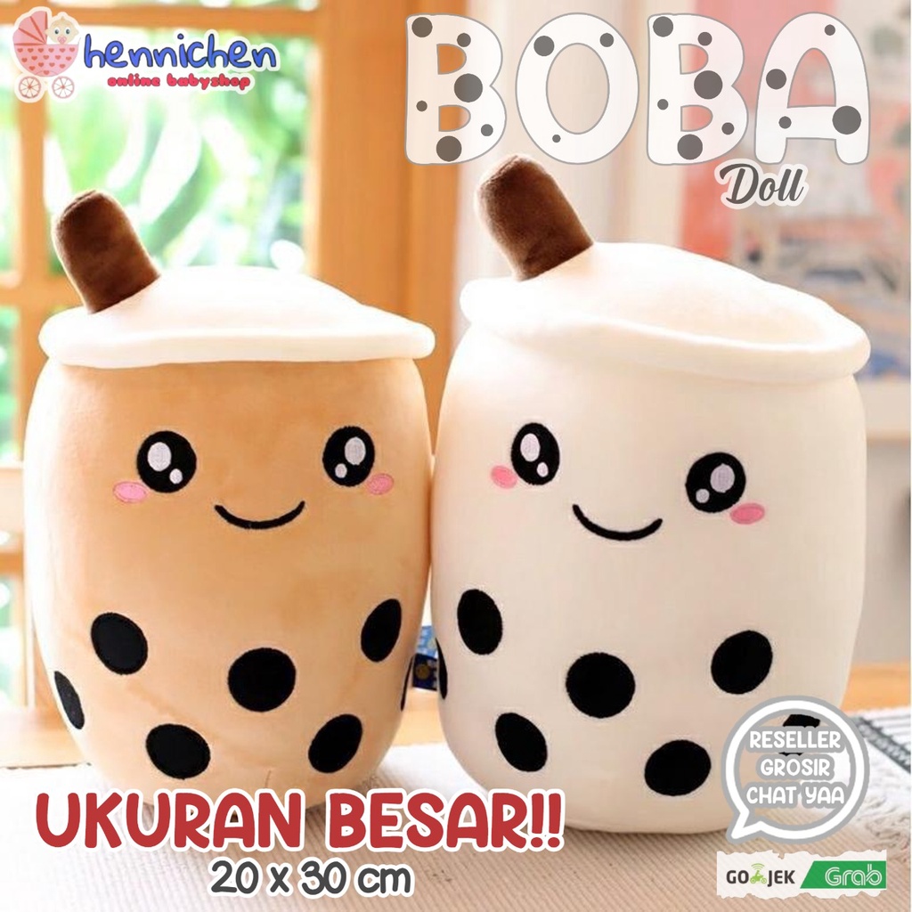 BONEKA BUBBLE BOBA MILK TEA CANGKIR TEH SUSU LUCU UKURAN LARGE BESAR BONEKA BOBA MILK