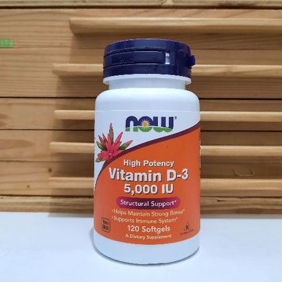 Vit D3 5000IU NOW FOODS Vitamin D3 5000 IU, 120 softgels (ORIGINAL USA, GMP Quality Assured)